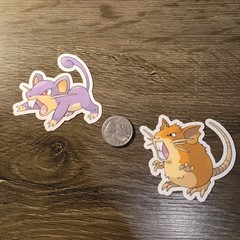 Rattata, Raticate Stickers – Vinyl, Waterproof – Original Gen 3 Artwork
