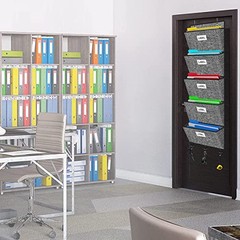 Over the Door File Organizer, Hanging Wall File Folders with 5 Deep Black