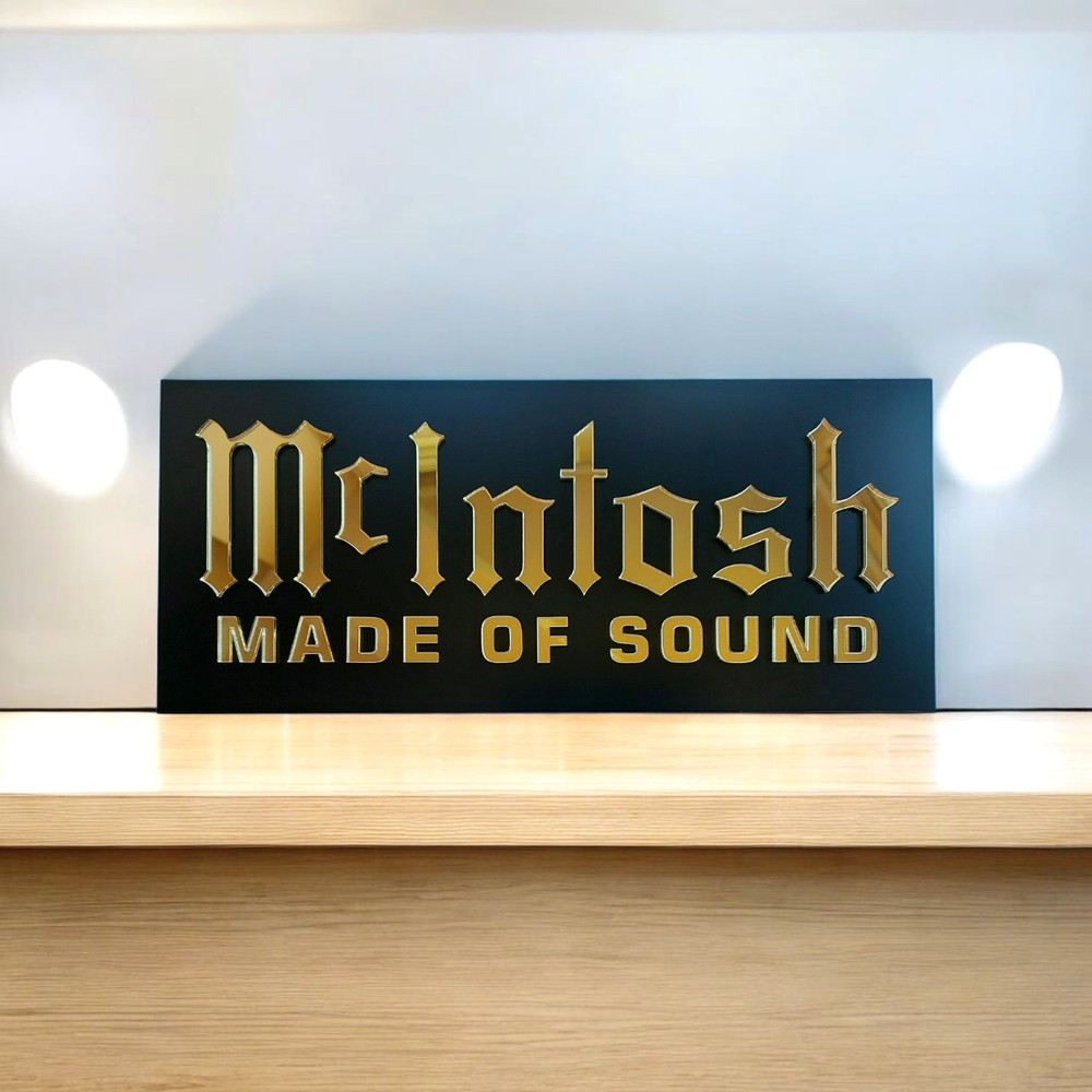 US Stock! McIntosh Wall Sign Gold Mirror Acrylic Aluminum Plaque Hi Fi Decor