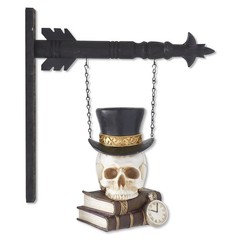 Halloween Stacked Books with Skull Arrow Replacement Sign by K&K Interiors