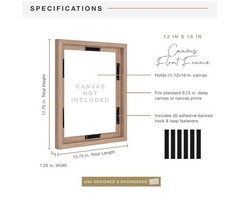 MCS Canvas Float Frames 12×16 Frame, Walnut Woodgrain for Finished Canvases