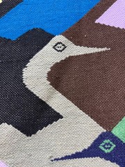 Vintage Gorgeous Hand Woven Peruvian Wool Weaving Tapestry Kilim Rug 144×106 Cm