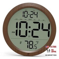 Digital Wall Clock Battery-Operated, 8 Inch Small Decorative Modern Wall Wood