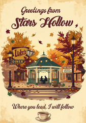 Gilmore Girls Stars Hollow Wall Collage Postcard Style Poster