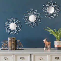 Silver Mirrors for Wall Metal Flower Mirrors Home Decoration Wall Art Decorat…