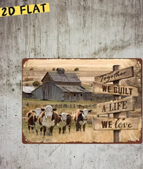 Farmhouse Metal 8×12 Inch Inspirational Family Quotes «Together We Built A Life»