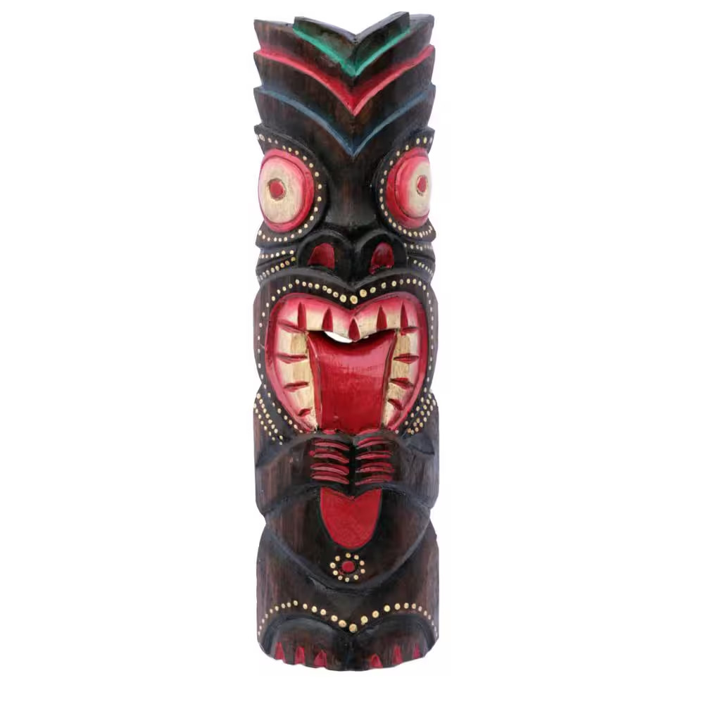 20 In. Tiki Mask Crazy Tongue Wood Art Decor