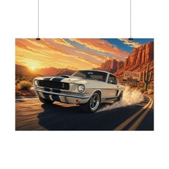 Vintage Shelby Mustang Poster | Desert Sunset Arizona Road Print