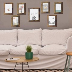Picture Frame Set Photo Collage Multi-Size Rustic Distressed Brown Wood Tone 7pk