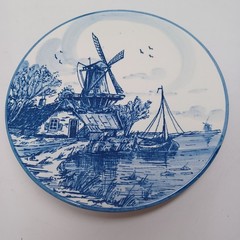 Delft Blue Handpainted Windmill Ceramic Wall Plate Made in Holland 130003