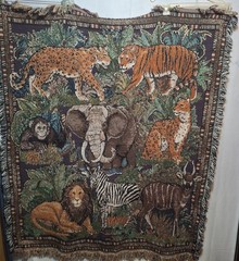 Woven tapestry throw blanket safari animals 60 X 50 A1