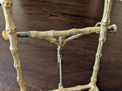Vtg Gold MCM & Hollywood Regency Brass Faux Bamboo Tabletop Easel 8″