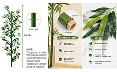 4 FT Fake Bamboo Plant Indoor: 10 Packs Artificial Tall Tree Decor, Faux Bamboo