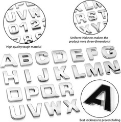 43Pcs Car Emblem Letters Sticker DIY 3D Chrome Number Symbol Badge Decal New