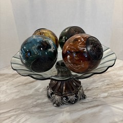 Kirkland’s Marbled Glass Orbs Set of 4 Medium Decorative Glass Bowl Decor Resin