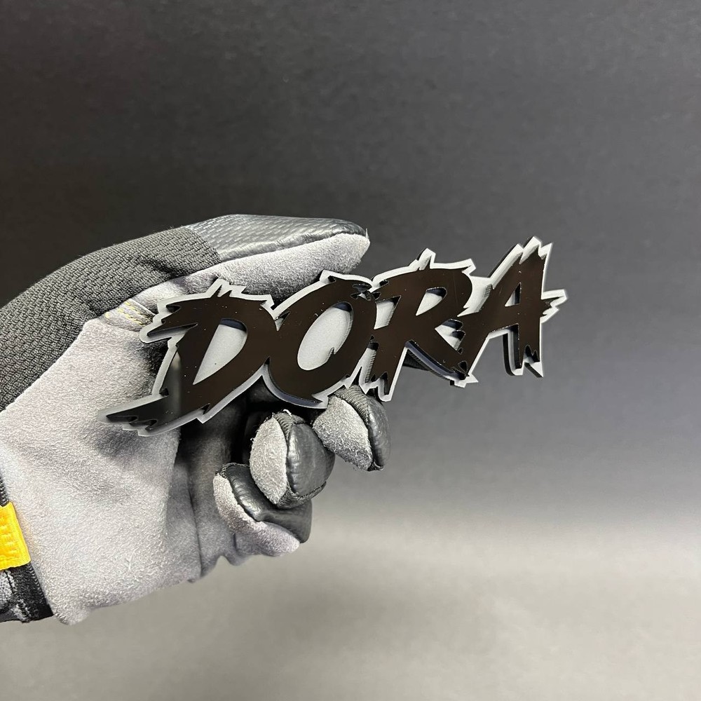 Custom Text Badge – Type Your Text – Lightning Font – Acrylic Custom Emblem.