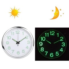 12» Wall Clock Large Luminous Quartz Night Light Glow In The Dark Silent Home