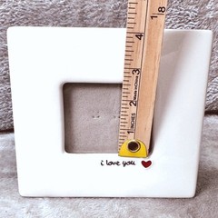 Russ White Ceramic I Love You Heart Love Picture Frames Set of 2 Romantic Decor