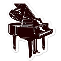 Piano musical instrument band sticker 5″ x 5″