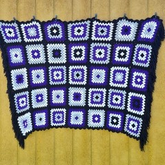Handmade Crochet Throw Blanket Afghan Granny Square Purple 70x50in