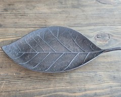 Crate & Barrel Bronze Metal Leaf Platter Tray 17.5in X 9.25in