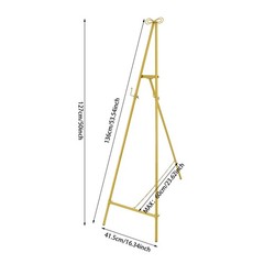 Gold Large Adjustable Floor Standing Easel for Wedding Display Metal Stand