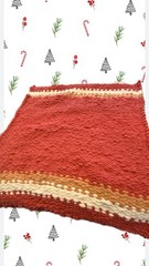 handmade Chunky Knit Blanket Red White And Tan! Perfect For Home Decor Or A Gift