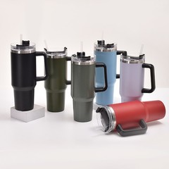 40oz Stainless Steel Thermos Cup Fashion Simple Handle Large Ice Cup