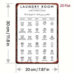 20.32*30.48 cm Metal Laundry Care Symbol Sign