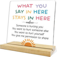 Mental Health Things Acrylic Plaque Gifts for Women,We Listen and We Don’T Judge