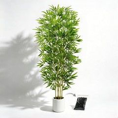 Fake Bamboo Tree Artificial 5FT with White Pot, UV Elegant Artificial Plants