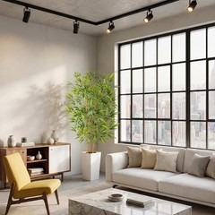 6FT Artificial Bamboo Tree, Fake Plants Faux Bamboo Plant with White Tall