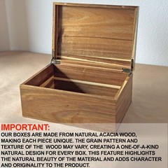 Personalized Storage Box w/ Hinged Lid, Acacia Wood, Wooden Memory Chest Large