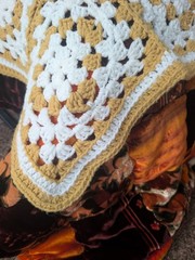 Vintage Handmade Afghan Crochet Acrylic Blanket Granny Square Throw Autumn 77X87