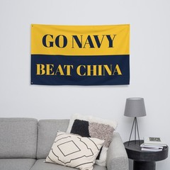 Large Go Navy Beat China Flag Banner (Go Navy Beat Army Parody Flag) [1-Sided]