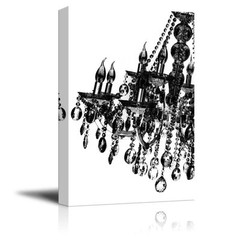wall26 – Canvas Wall Art- Black Crystal Chandelier on White Background – 12″x18″