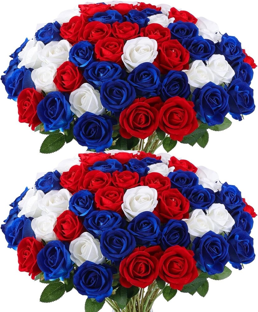 Artificial Roses in Bulk for 4th July Wedding Centerpieces Home Decor 50 Pcs