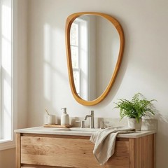 36″ Asymmetrical Wall Mirror, Decorative Accent Mirror for Entryway, Living Room