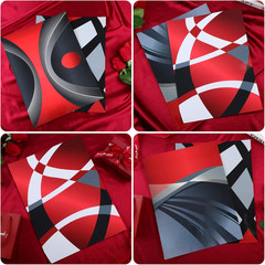 4 Pcs No Framed Modern Multi Colors Abstract Wall Art Red Silver and Black Minim