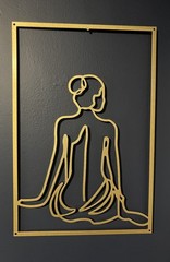 Reversible Wall Decor Metal Gold Tone Minimalist Wall Art 11 3/4” X 17 1/2”