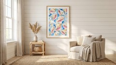 Pink Conch Shells Painting Art Poster Coastal Beach House Decor Sea Print
