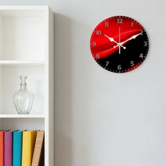 Red Black Wave Pattern Wooden Silent Wall Clock No Battery Holiday Home Decors