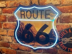 16″ Historic «RT 66» Neon USB Powered Hanging Wall Plaque…Ships Free!