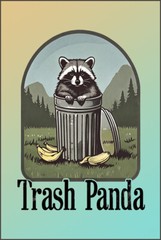 Trash Panda Cute Raccoon in Garbage Can 12″x8″ Metal Poster Sign Art