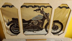 DEFECTIVE Vintage Harley Davidson 3 Piece Decorative Wall Mirror G3D