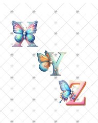 BUTTERFLY Monogram Letter Name Water Color Art Print – UNFRAMED – Personalized