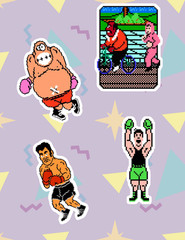 Punch Out Retro Video Game 4pc Sticker Pack