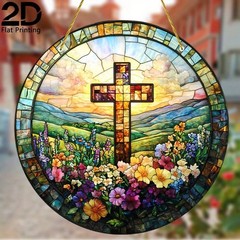 Holy Cross, Garden 8*8in Acrylic Stained Glass Window Decor Gifts