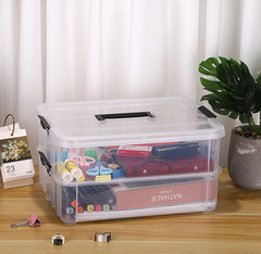 BTSKY 2 Layer Stack & Carry Box, Plastic Multipurpose Portable Storage NEW
