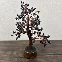 Vintage Tree of Life 10” Bonsai Black Stones Copper Wire Chakra Feng Shui Boho